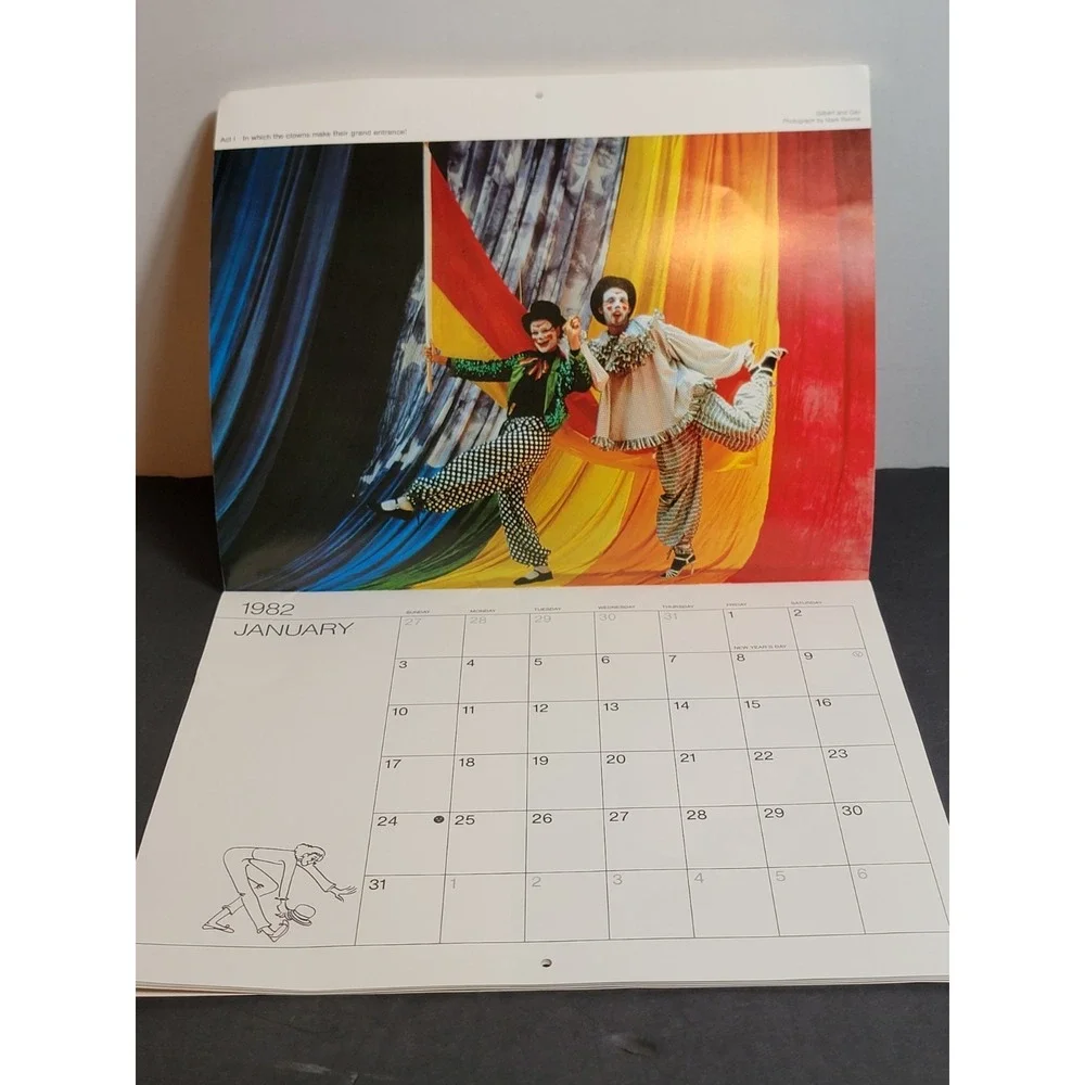 1982 Clowns Calendar / Wallpaper/ Art / Prints New